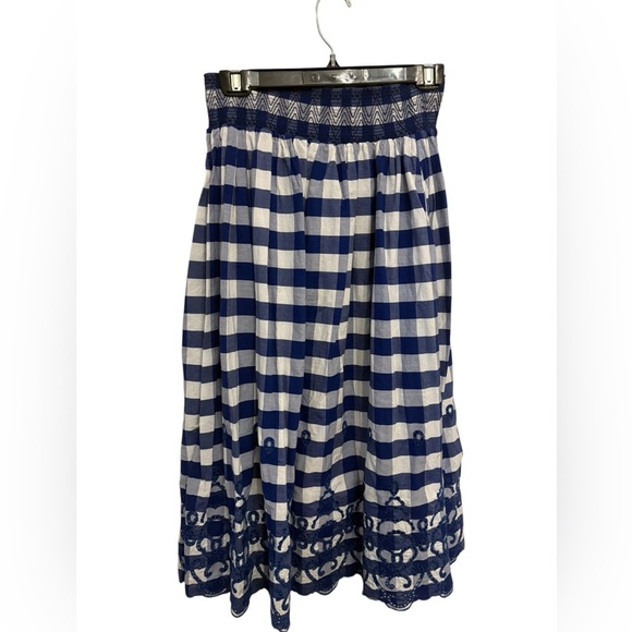 Zara Blue and White Gingham Midi Skirt - Picture 1 of 4